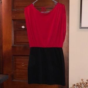 Red and black cocktail mini dress